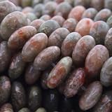 Autumn Jasper : Rondell-Plain - 4mm Height, 8mm Width, Sold by: 16 Inch Strand with Angel Mountain Beads Heart Charm (.625 x .570 inches)