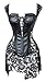LovelyFish Women's Sexy Faux Leather Shoulder Strap Corset with Lace Skirt