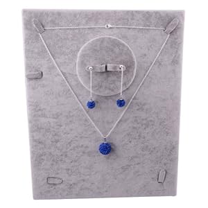 Kadima Swarovski Elements Crystal Disco Ball Sapphire Pendant Necklace & Stud Dangle Earrings Jewelry Set,Include Chain 18 Inches,Earring:10mm Ball,Pendant:14mm Ball