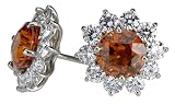 18k White Gold Spessartite and Diamond Cluster Earrings  (6.52 cttw spessartites and 2.70 cttw, E-F Color, VS2 Clarity diamonds)