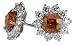 18k White Gold Spessartite and Diamond Cluster Earrings  (6.52 cttw spessartites and 2.70 cttw, E-F Color, VS2 Clarity diamonds)