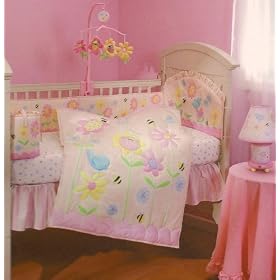 Dolly Babees 4 Piece Crib Set Bees Flower Pink Baby Girl