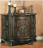 Black Marble Top Bombe Chest in Cherry Finish By Coaster Furniture