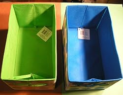 Storage Boxes, White w/Green & Orange Dots, White w/Blue & Green Dots-Collapsible Polka Dot Container Boxes 6.25x10x6.50 -TWO BOXES