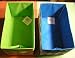 Storage Boxes, White w/Green & Orange Dots, White w/Blue & Green Dots-Collapsible Polka Dot Container Boxes 6.25x10x6.50 -TWO BOXES