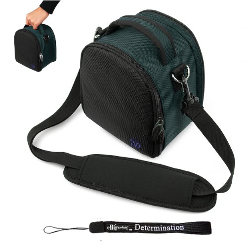 Navy Blue Slim Holster Camera Bag Carrying Case will easily hold your camera, battery charger, memory cards, and accessories For Sony Cyber-Shot DSC-H55 DSC-H70 DSC-HX7V DSC-T99 DSC-T110 DSC-TX5 DSC-TX9 DSC-TX10 DSC -TX55 DSC-TX100V DSC-W510 DSC-W530 DSC-W560 DSC-W570 DSC-WX5 DSC-WX9 DSC-WX10 DSC Point and Shoot Digital Camera + Includes eBigValue Determination Hand Strap Key Chain