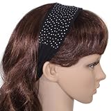 Simple Sparkling Rhinestone Stretch Cotton Headband - Black