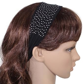 Simple Sparkling Rhinestone Stretch Cotton Headband - Various Colors