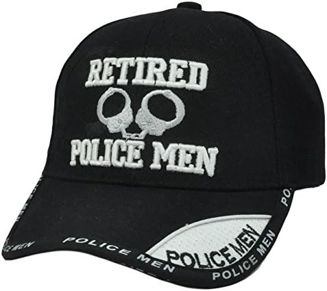 BLACK RETIRED POLICEMAN BASEBALL CAP HAT POLICE COP BLK