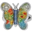 Inox Jewelry Women's Murano Glass Butterfly 316L Stainless Steel Ring