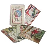 Vintage Greetings Cavallini Carte Postale Glitter Holidays Tin of 12 assorted cards (6 designs)