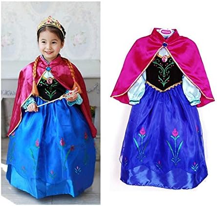TGS® Frozen Anna Costumes Dress Up Fancy Dress Party Outfit with Wand, Tiara, Braids