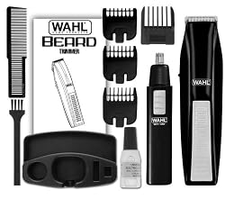 Wahl 5537-1801 Cordless Battery Operated Beard Trimmer with Bonus Ear, Nose and Brow Trimmer
