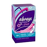 Always Pantiliner Thin/mince,  Regular, Wrapped, Scented, 60-Count Packages (Pack of 4)