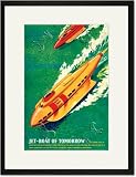Black Framed/Matted Print 17x23, Jet-Boat of Tomorrow