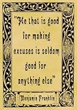 3inch x 2inch (7.5cm x 5cm) Acrylic Keyring Benjamin Franklin Excuses