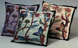 Cotton Butterfly Design Cushion Cover 17 x 17,Red-PC085-02