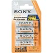 Sony 2500 mAh AA Rechargeable Nimh Batteries, 4-pack