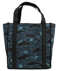 Dolphins Shopping Bags Reusable Grocery Bag Dolphin print ECO EARTH FRIENDLY GREEN Totes RE USABLE