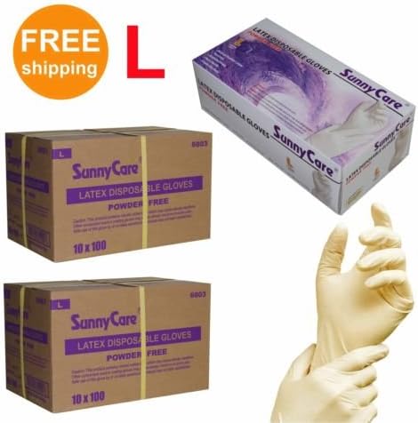 2000 Latex Disposable Gloves Powder Free (Non Vinyl Nitrile Exam) Size: Large
