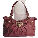 Studded Faux Leather Hobo Tote Handbag