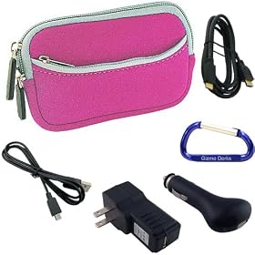 Gizmo Dorks Neoprene Case Touring Bundle (Pink) with Carabiner Key Chain for the Kodak PlayTouch Zi10 HD Pocket Video Camera