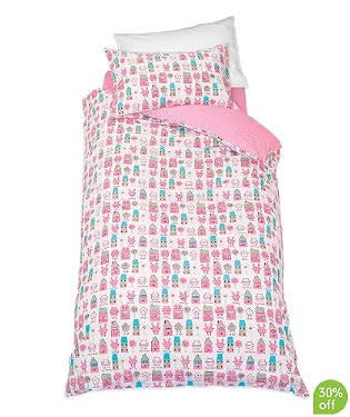 my village friends duvet cover set - pink