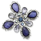1928 Silver-tone Light and Dark Blue/Aqua Aurora Borealis Crystal Pin