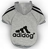 Adidog Grey Dog Sweatshirt Hoodie Jacket - For the Best Fashion Pets (M)