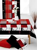 NAPPE ANTI-TACHES RECTANGLE 140*240 cm KIF NOIR/ROUGE
