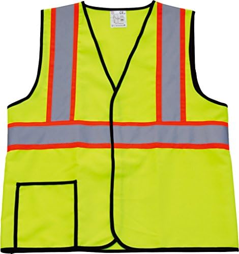 WenVen High Visibility Neon Yellow Zipper Front Safety Vest with Reflective Strips - Meets ANSI/ISEA Standards(5,XL)