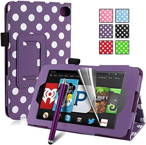 Pasonomi® Amazon Kindle Fire HD 6 Case - Premium Slim PU Leather Folding Cover Case for Amazon Kindle Fire HD 6 Inch 2014 Tablet with Auto Sleep/Wake Feature (Purple Dot)