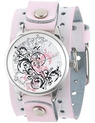 Nemesis Womens PTHR827P Classic Pink Plant Art Leather Cuff Band Watch
