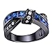 Black Stainless Steel Blue Created-Sapphire Cross Over Wedding Engagement Ring Women TKJ