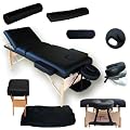 Massageliege Premium + Set4 SCHWARZ + 10cm reine Polsterung & Alukopfst�tze