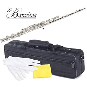 Barcelona Student Flute with Case and Accessories-Gold - 1 Year Warranty