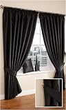 Kitchen & Housewares : Purity Faux Silk Black 46x54in Fully Lined Readymade Curtains