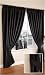 Purity Faux Silk Black 66x54in Fully Lined Readymade Curtains