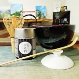 葉桐 (はじめての抹茶) 伊勢黒抹茶碗、抹茶中之白20g、茶せん常穂、茶杓