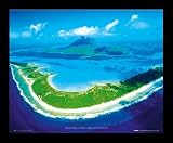 Bora Bora Island, French Polynesia (Island & Water) Black Wood-Mounted Art Poster Print - 16 X 20