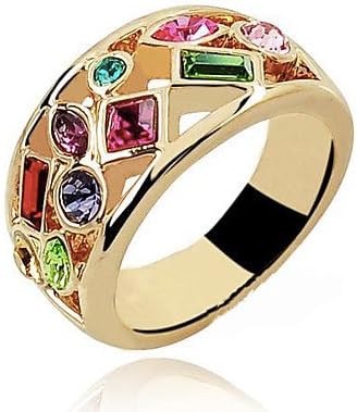 ZGTS Women's Exaggerated 18K Gold Plated Austrian Crystal Ring
