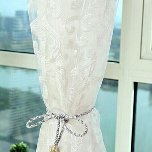 Window Dressings Beautiful Draperies Curtains 100x200cm Chic Floral Printed Flocking Tulle Window Curtain Door Bedroom Screen Home Textiles Window Treatments White