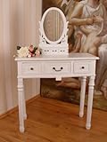 ROMANTISCHER SCHMINKTISCH +SPIEGEL BOUDOIR SHABBY WEISS PALAZZO EXCLUSIV