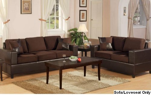 2 Pieces Sofa Set in Chocolate Finish by Poundex