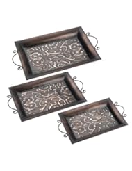 Bombay Set of 3 Embossed Metal Tapestry Trays