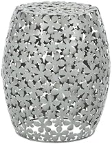 Big Sale Safavieh Home Collection Stacy Steelworks Floral Iron Stool, Silver