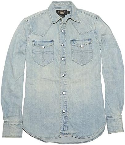RRL Ralph Lauren Women's Icon Denim Western Shirt (1, Chambray )