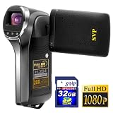 SVP T500-Bk FULL HD 1440x1080p Digital Camcorder + Camera with 2.5 LCD, 20x Zoom, Leather Body, HDTV Output (SVP 32GB SDHC Memory Card Included)