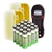 TruCELL 16 AA PreCharged Rechargeable NiMH 2200mAh Batteries and Charger - Includes Two Battery Storage Cases ( holds 8 each)