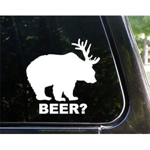 Bear + Deer = BEER? funny decal / sticker | Vinyl Car Stickers